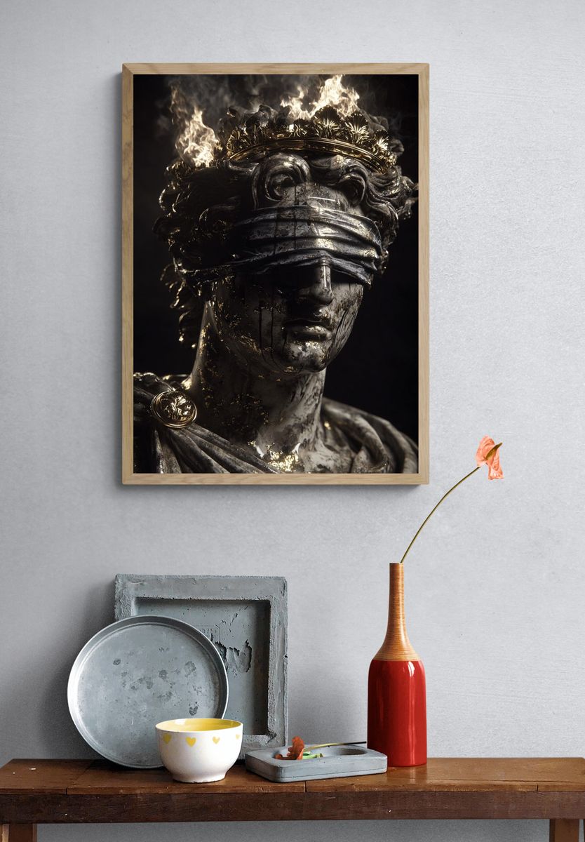 Blindfolded Marble Goddess Poster. — room view 3
