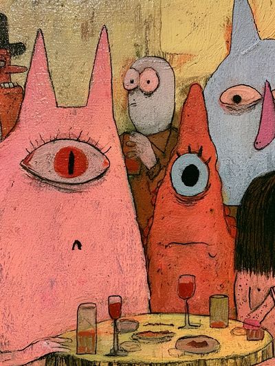 Surreal Monster Dinner Party Print.