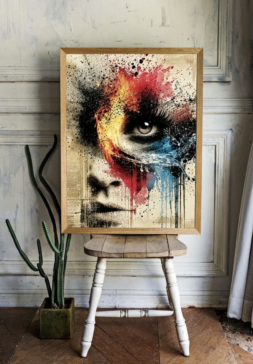 Abstract Face Expressionism Poster. room preview
