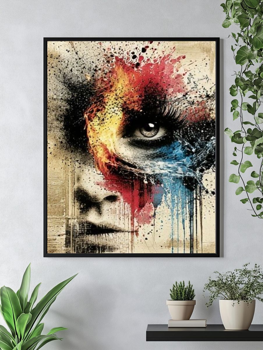 Abstract Face Expressionism Poster. — room view 4