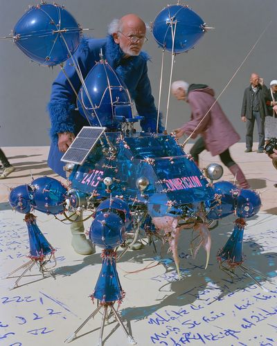 Surreal Blue Robot Sculpture Print.