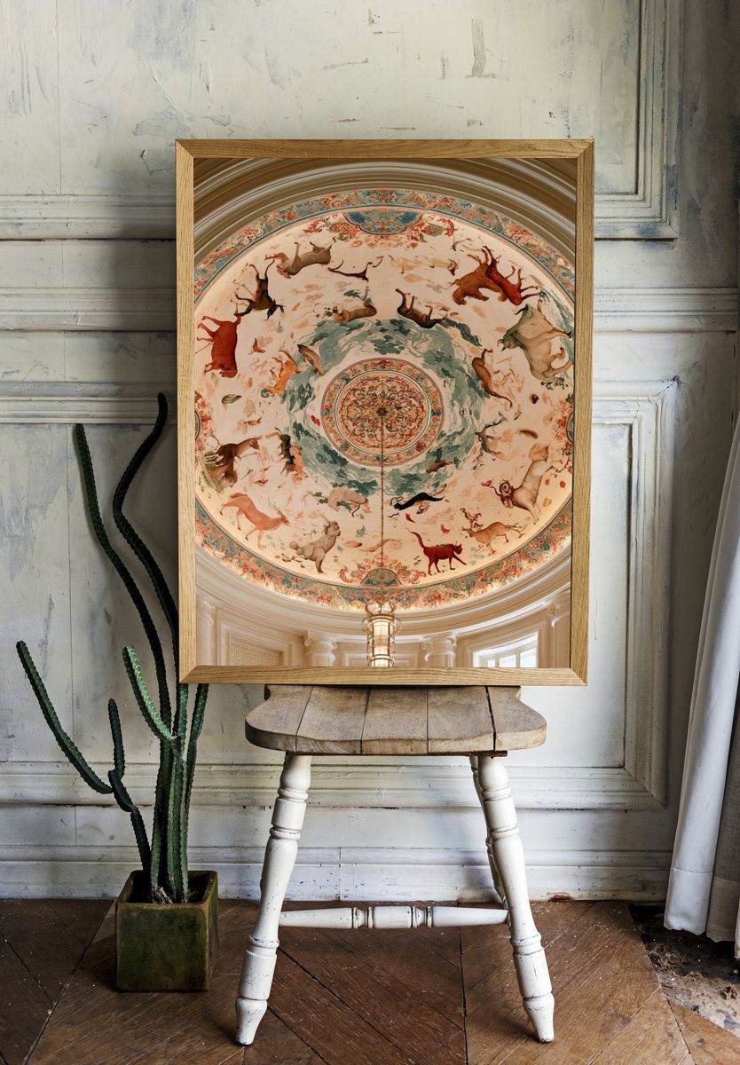 Baroque Ceiling Animals Fine-Art Poster. — room view 1