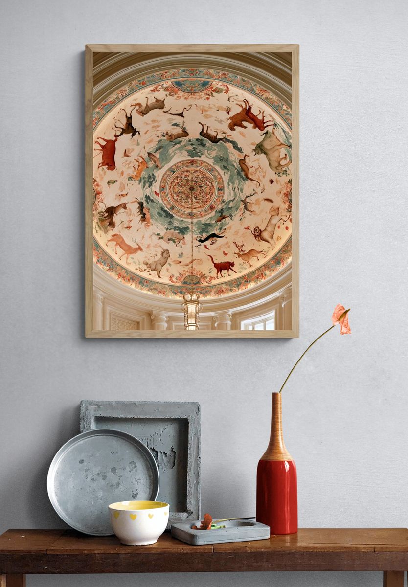 Baroque Ceiling Animals Fine-Art Poster. — room view 3