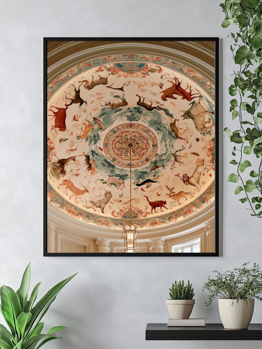 Baroque Ceiling Animals Fine-Art Poster. — room view 4