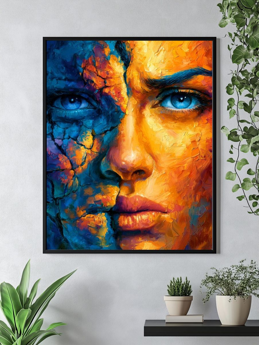 Color Split Face Portrait Print. — room view 4