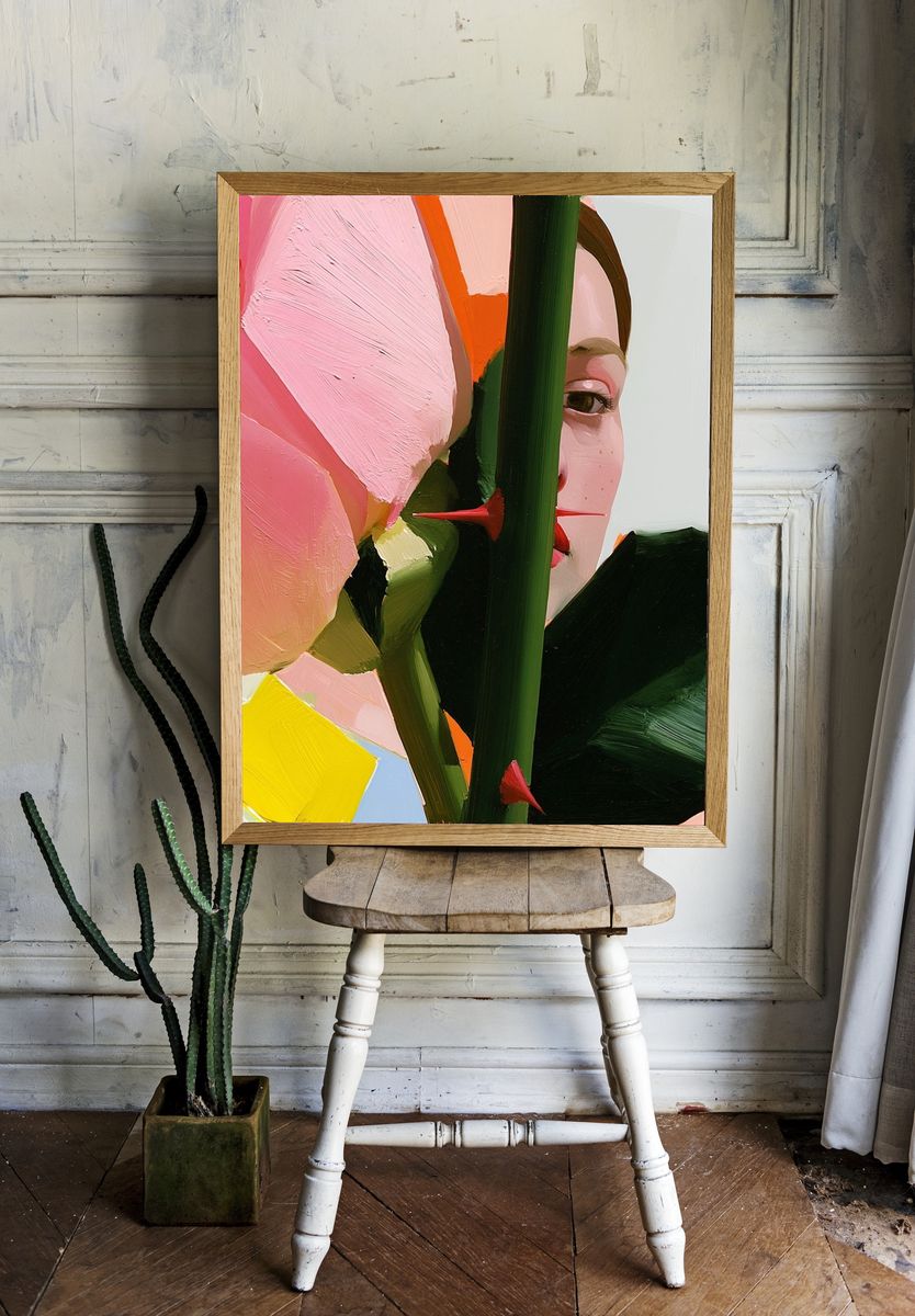 Abstract Face in Bloom Poster. room preview