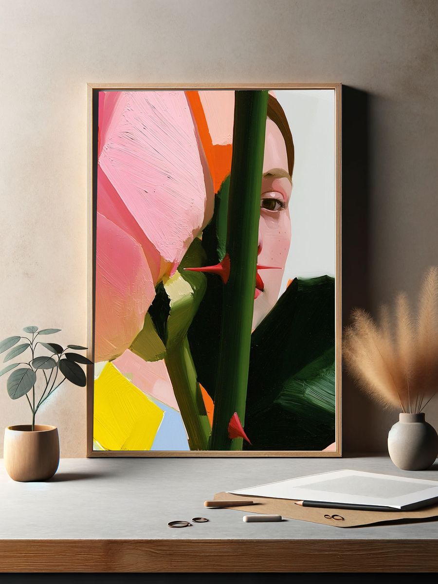 Abstract Face in Bloom Poster. — room view 2