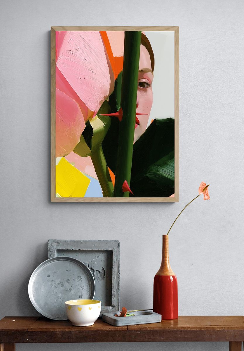 Abstract Face in Bloom Poster. — room view 3