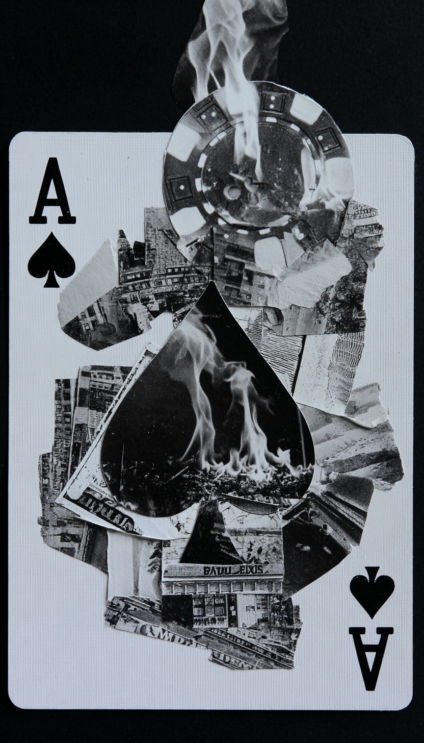 Burning Ace of Spades Collage Poster. poster detail