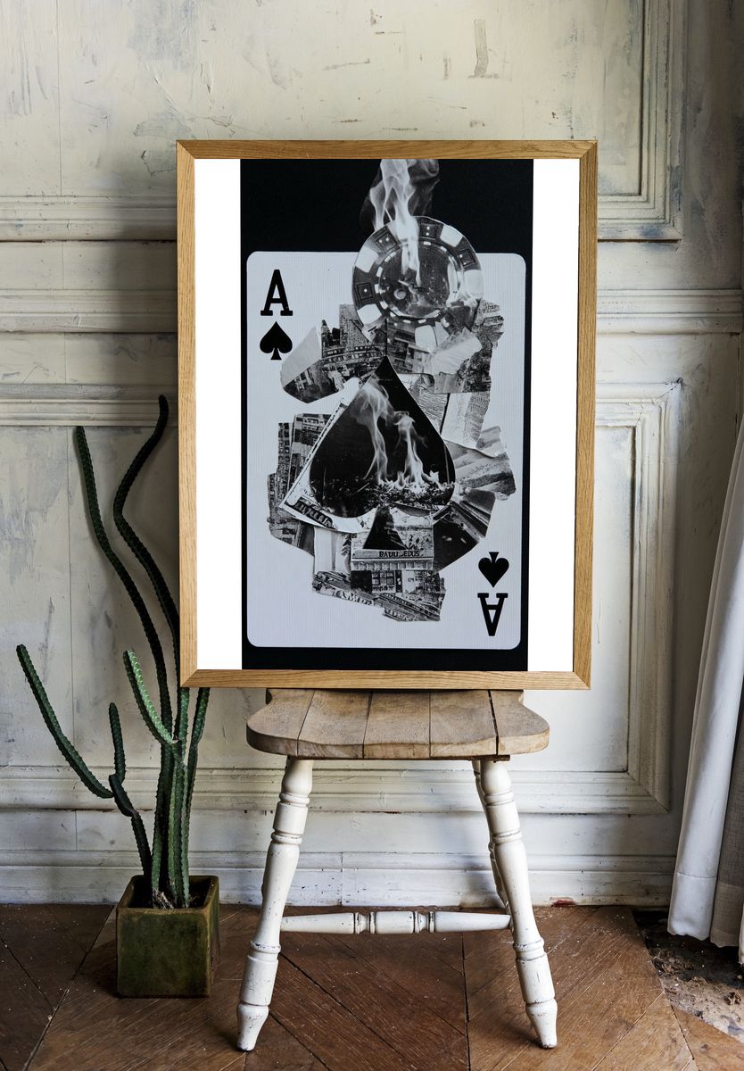Burning Ace of Spades Collage Poster. — room view 1