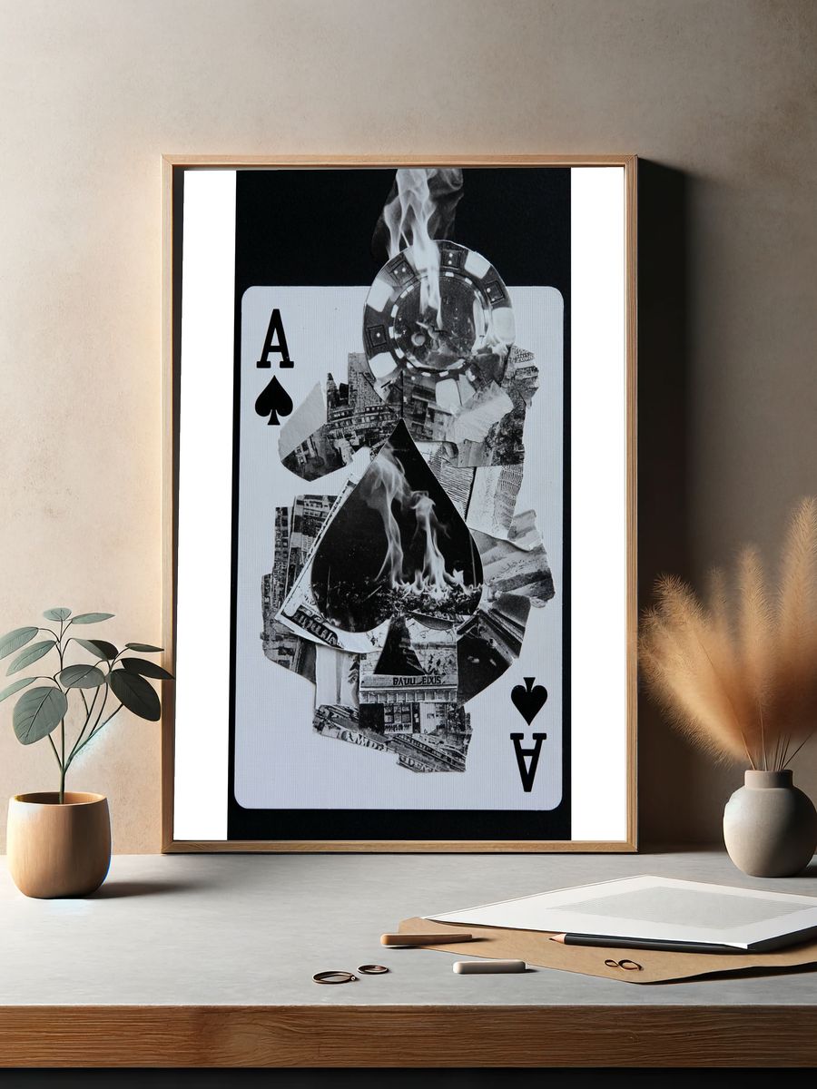 Burning Ace of Spades Collage Poster. — room view 2