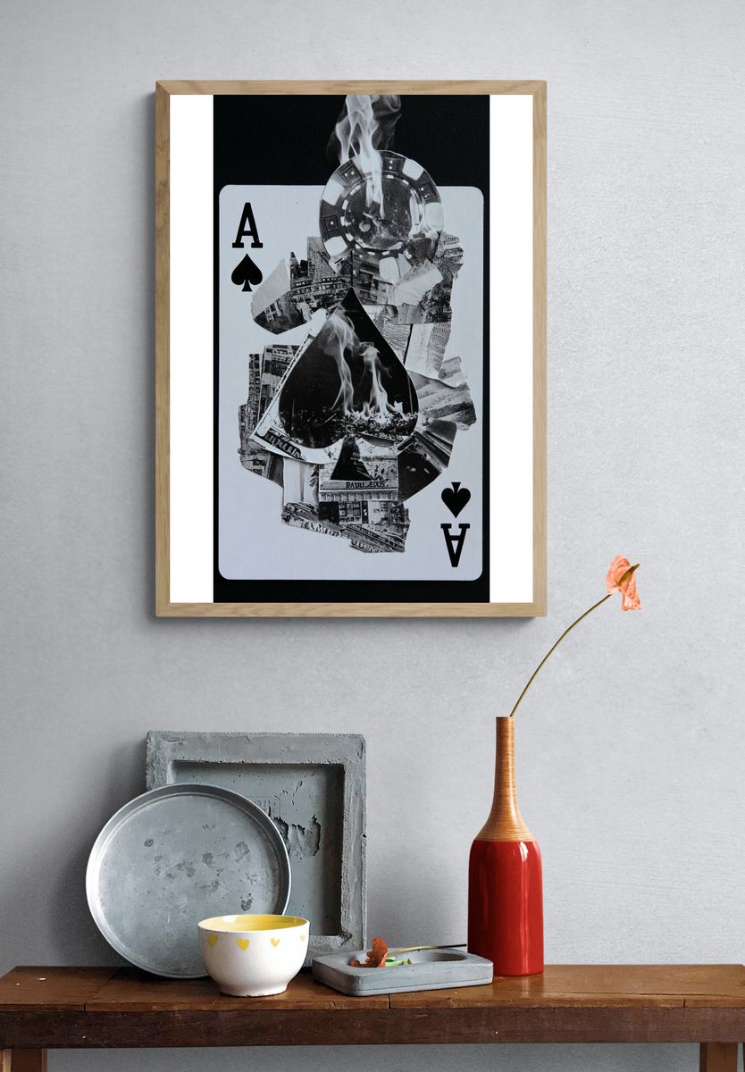 Burning Ace of Spades Collage Poster. — room view 3