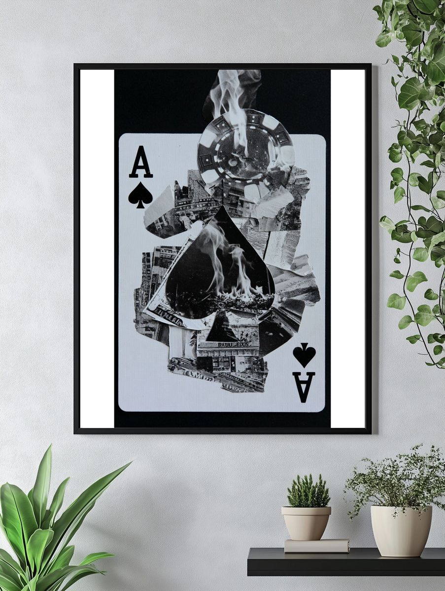 Burning Ace of Spades Collage Poster. — room view 4