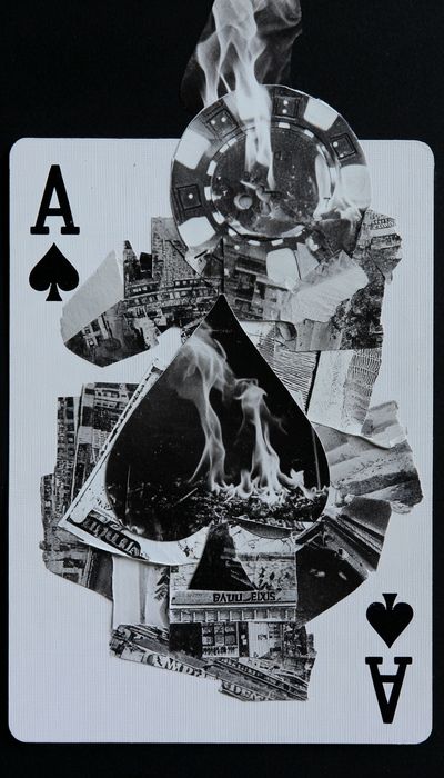 Burning Ace of Spades Collage Poster.