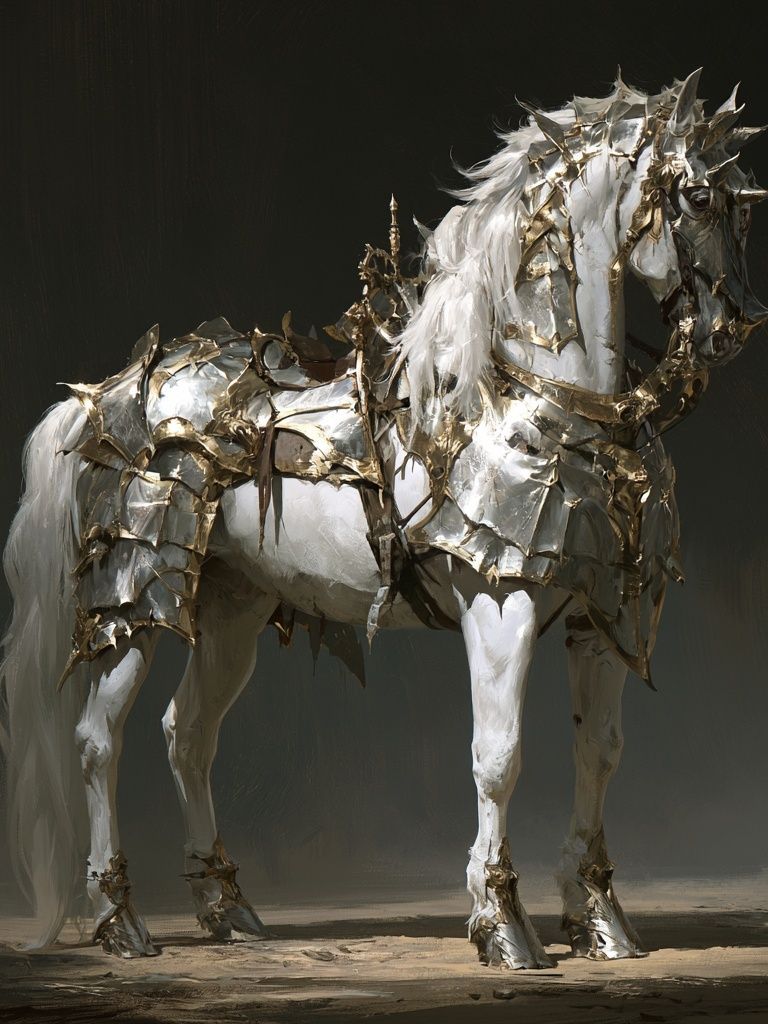 Armored White Horse Fine-Art Print. poster detail