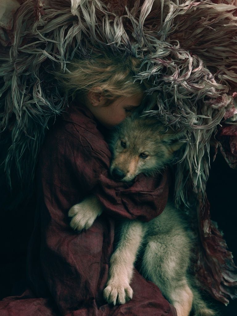 Girl and Wolf Fine-Art Poster. poster detail