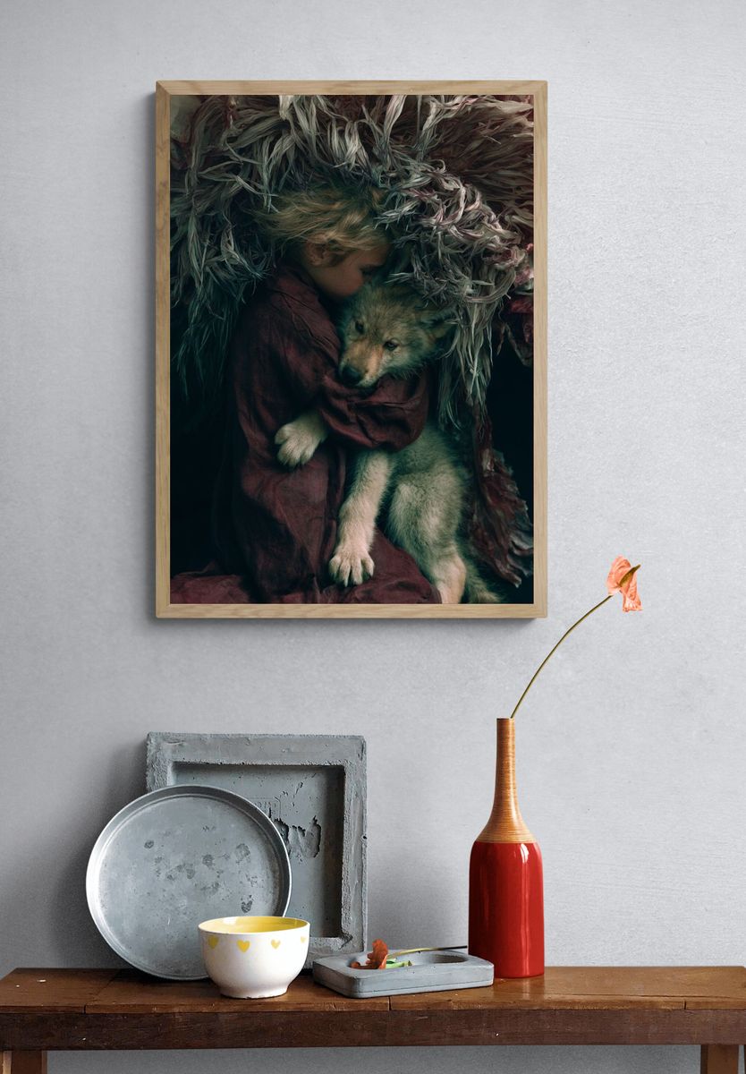 Girl and Wolf Fine-Art Poster. — room view 3