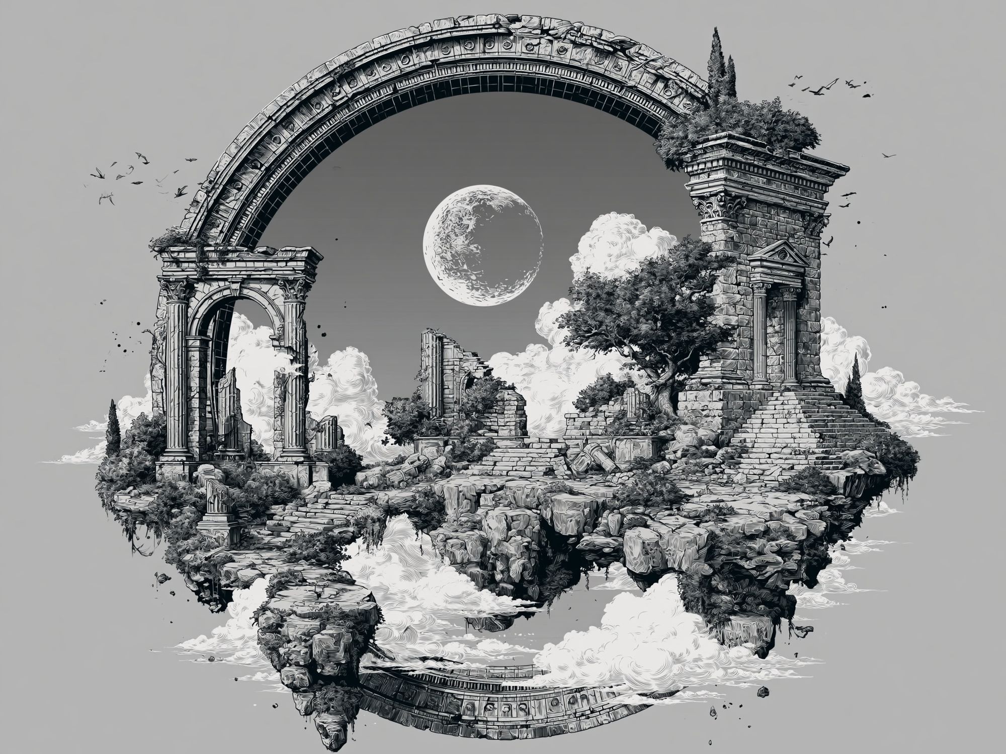 Celestial Ruins Landscape Print. poster — fine-art art