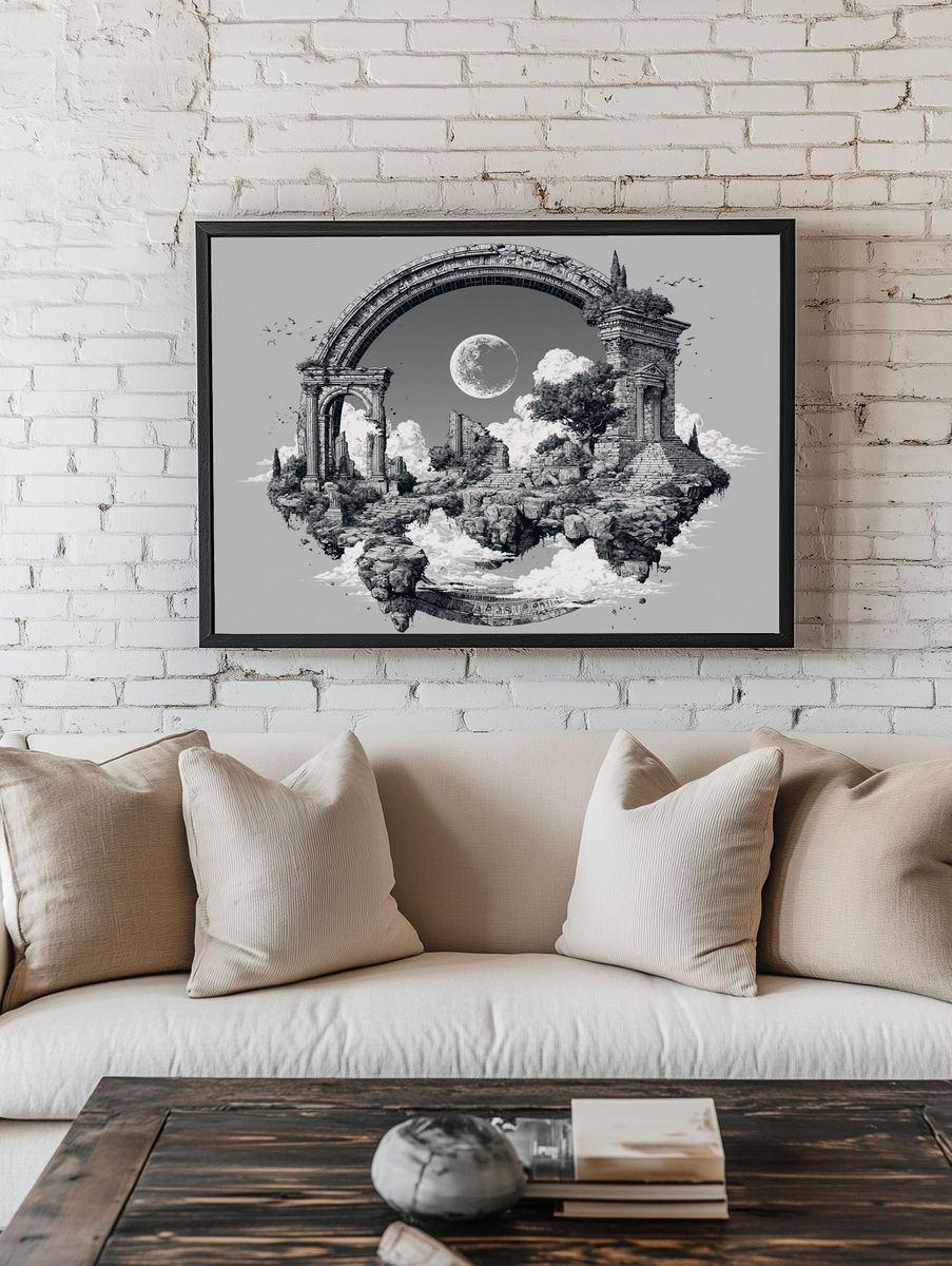 Celestial Ruins Landscape Print. — room view 1