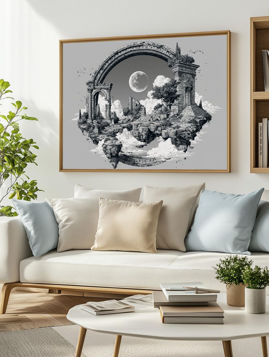 Celestial Ruins Landscape Print. — room view 2