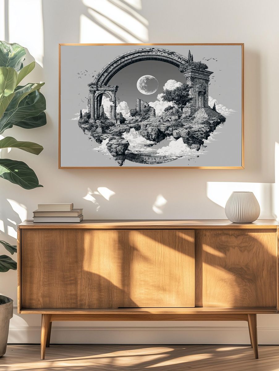 Celestial Ruins Landscape Print. — room view 3