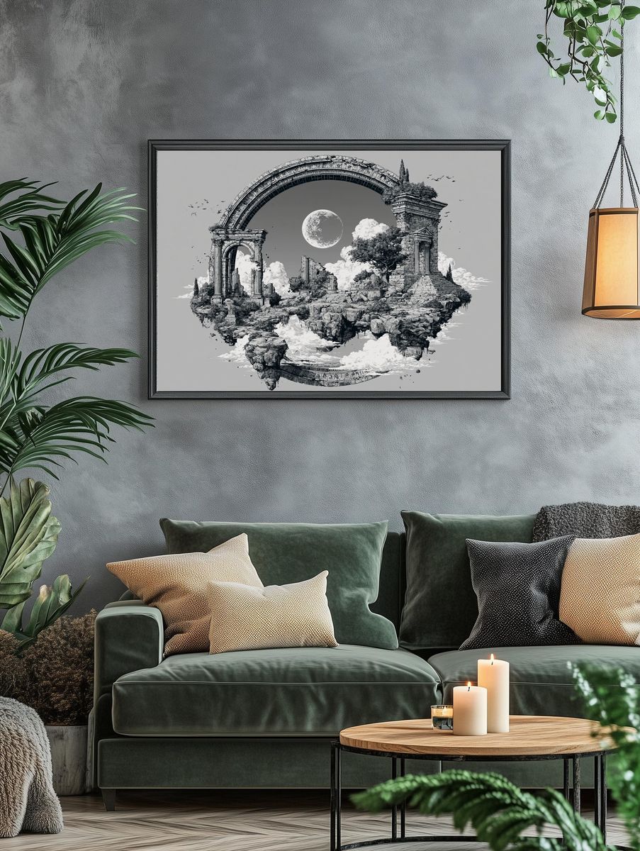 Celestial Ruins Landscape Print. — room view 4