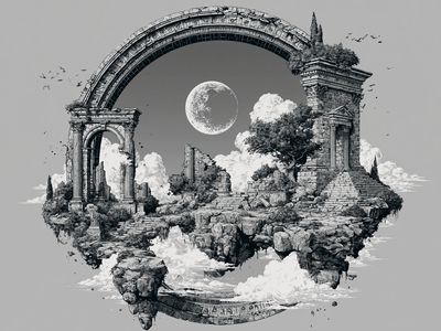 Celestial Ruins Landscape Print.