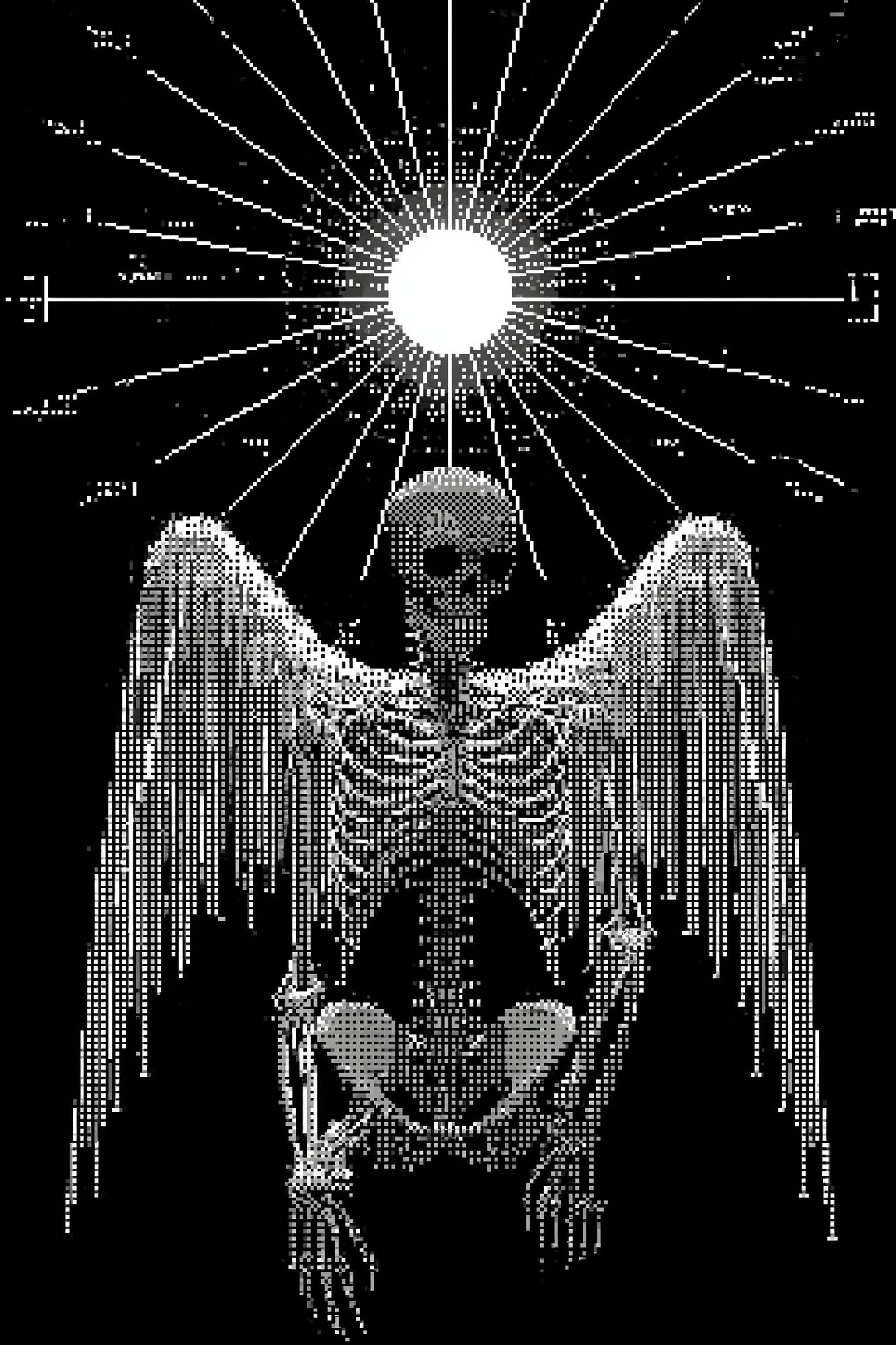 Winged Skeleton Black-White Poster. poster — fine-art art
