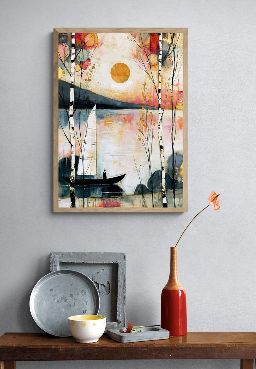 Birch Lake Sunset Abstract Print. — room view 3