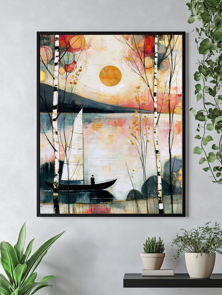 Birch Lake Sunset Abstract Print. — room view 4