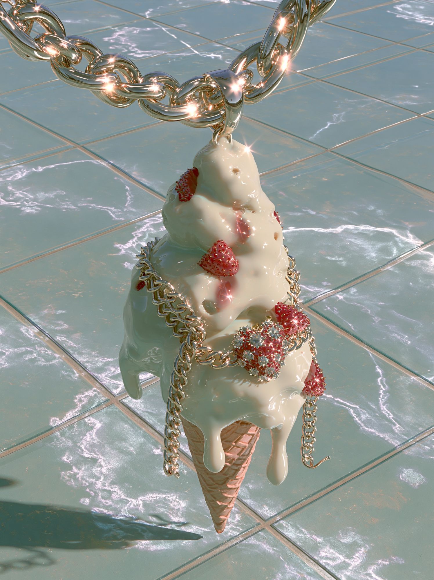 Strawberry Ice Cream Chain Poster. poster detail