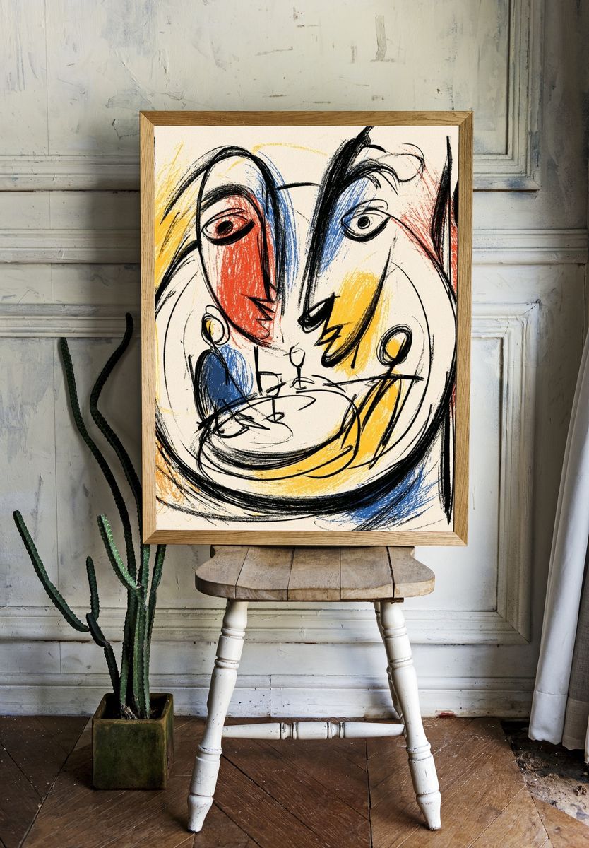Abstract Face Sketch Poster. — room view 1