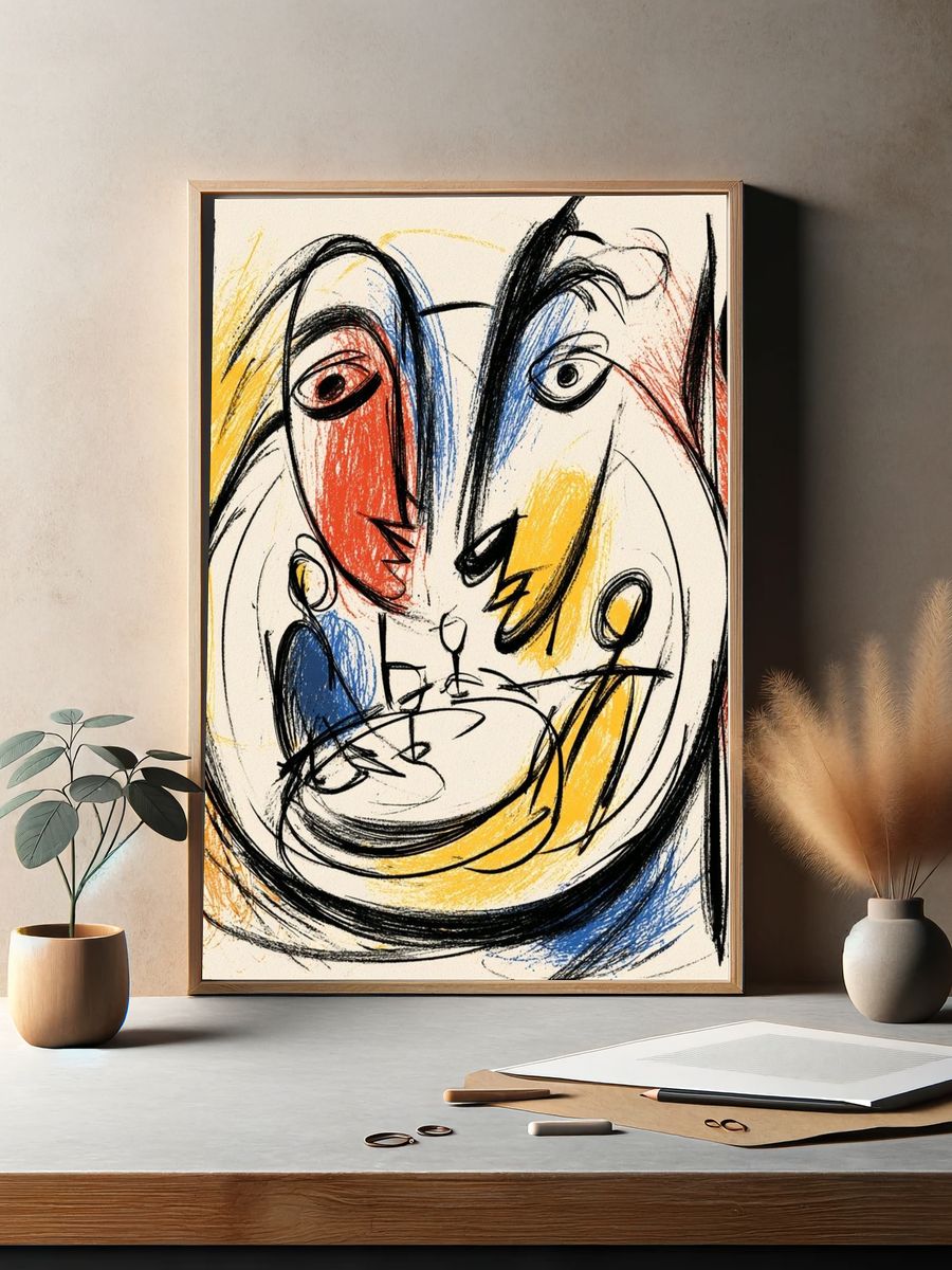 Abstract Face Sketch Poster. — room view 2