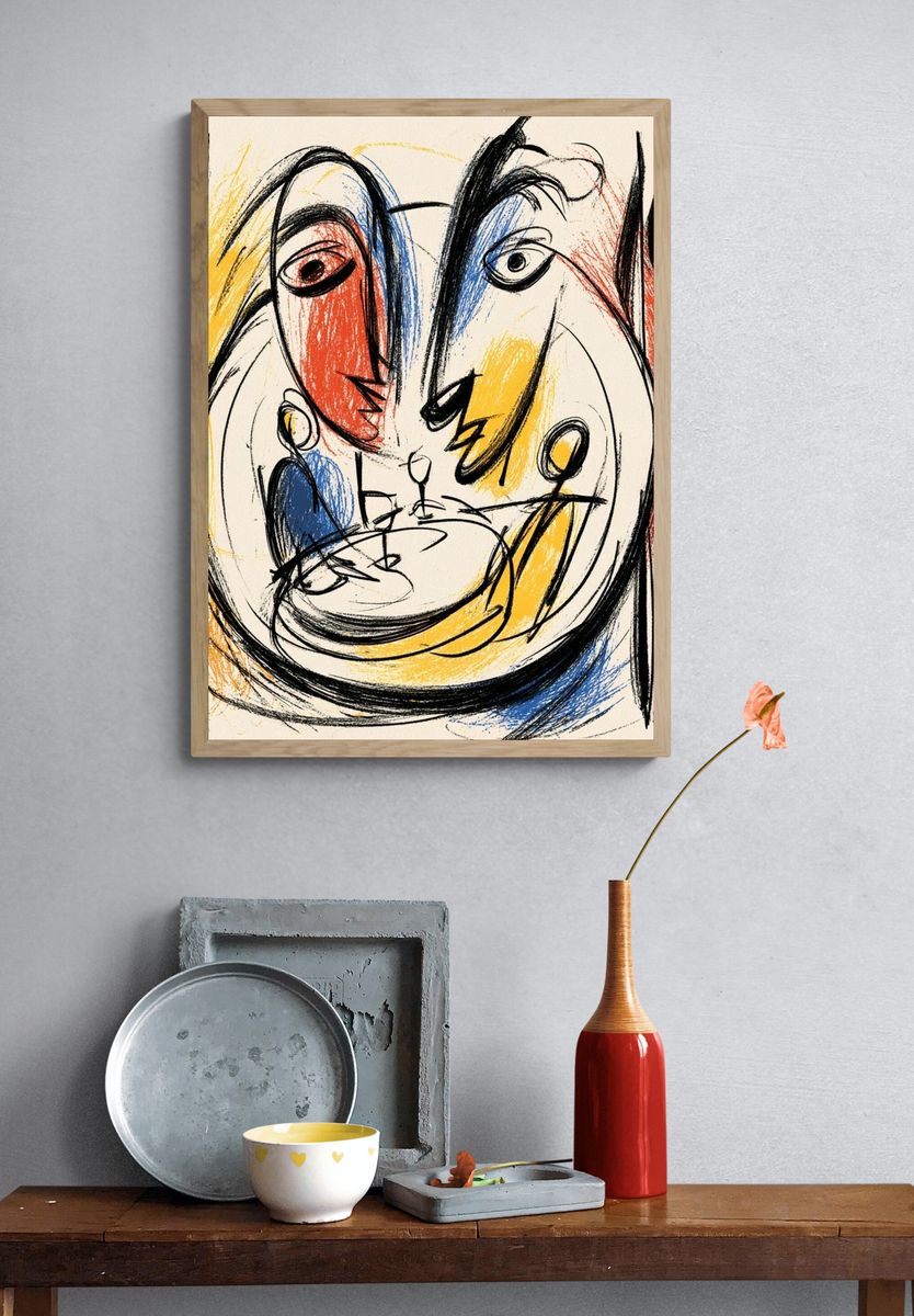 Abstract Face Sketch Poster. — room view 3