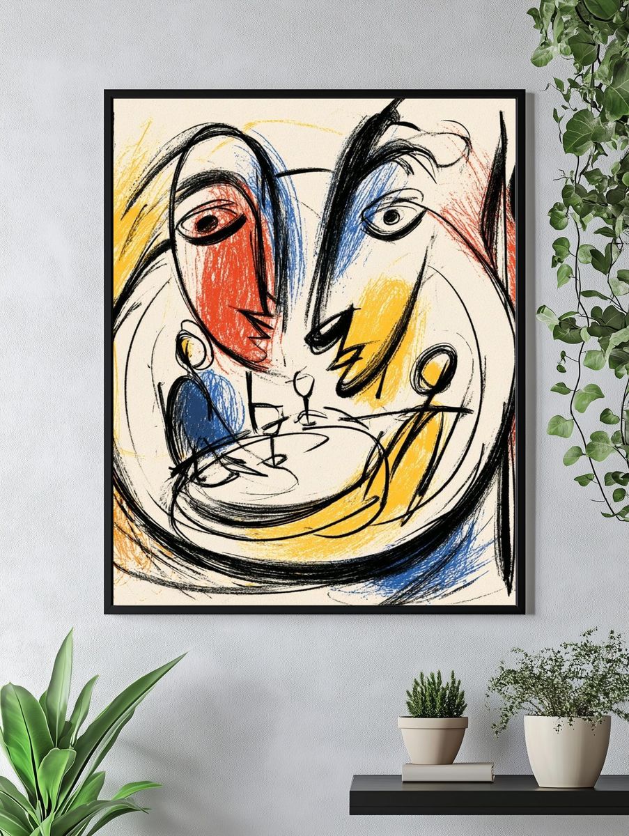 Abstract Face Sketch Poster. — room view 4