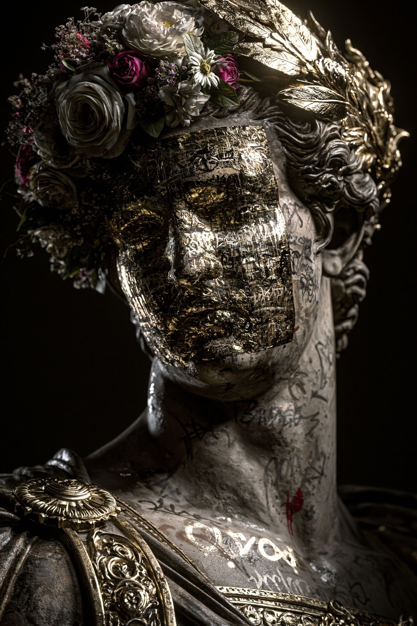 Gilded Classical Bust Surrealism Print. poster detail