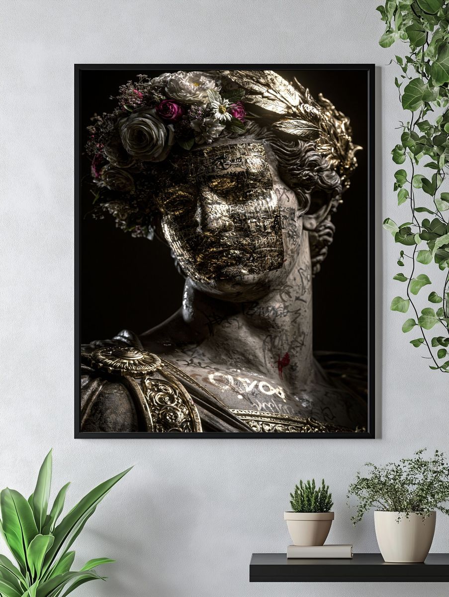 Gilded Classical Bust Surrealism Print. — room view 4