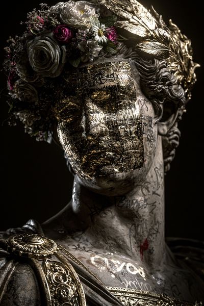 Gilded Classical Bust Surrealism Print.