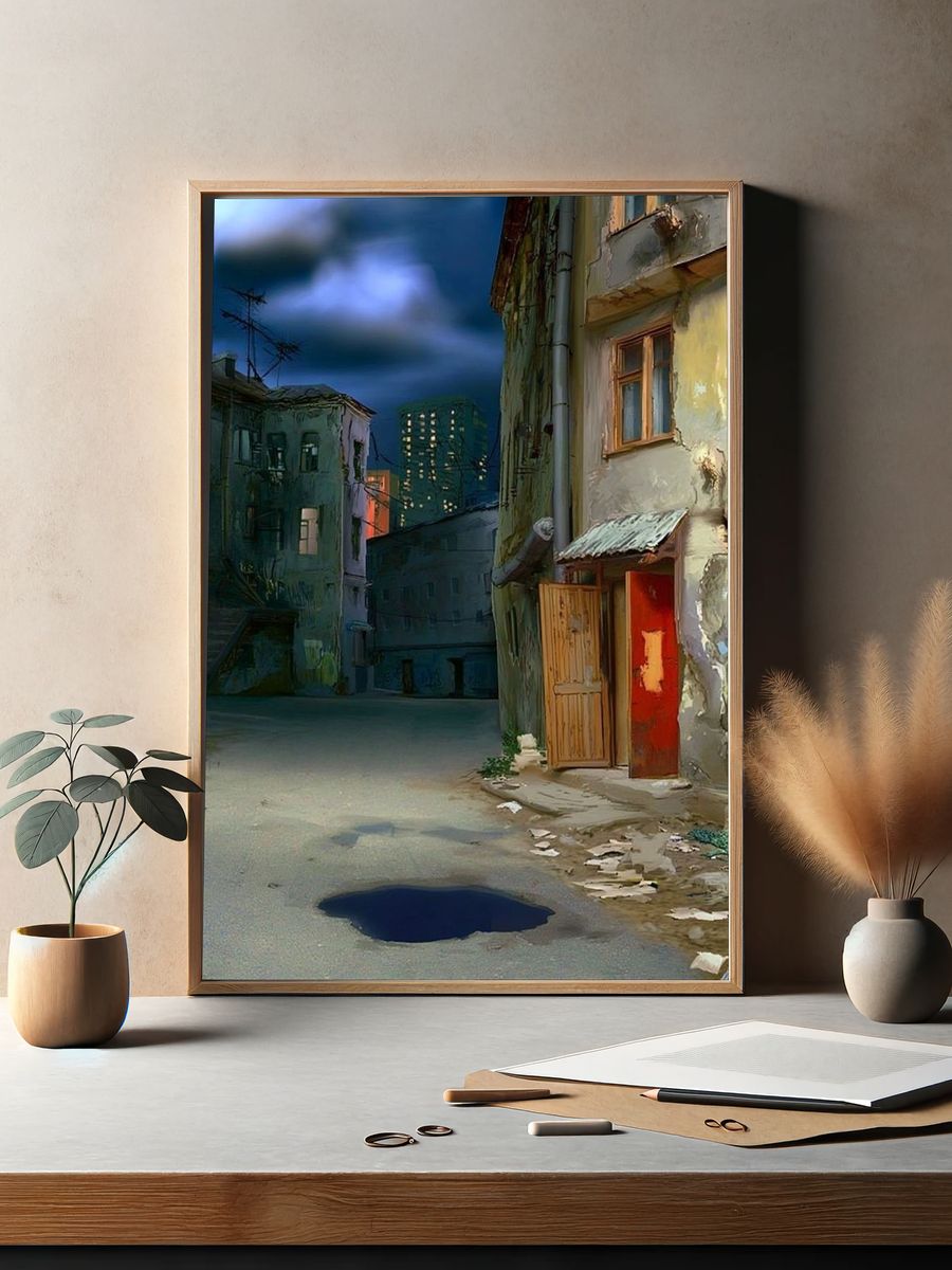 Urban Alley Nightscape Poster. — room view 2