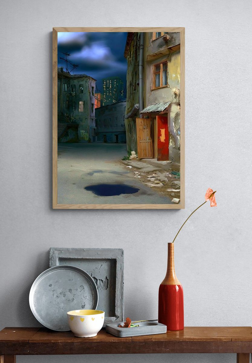 Urban Alley Nightscape Poster. — room view 3