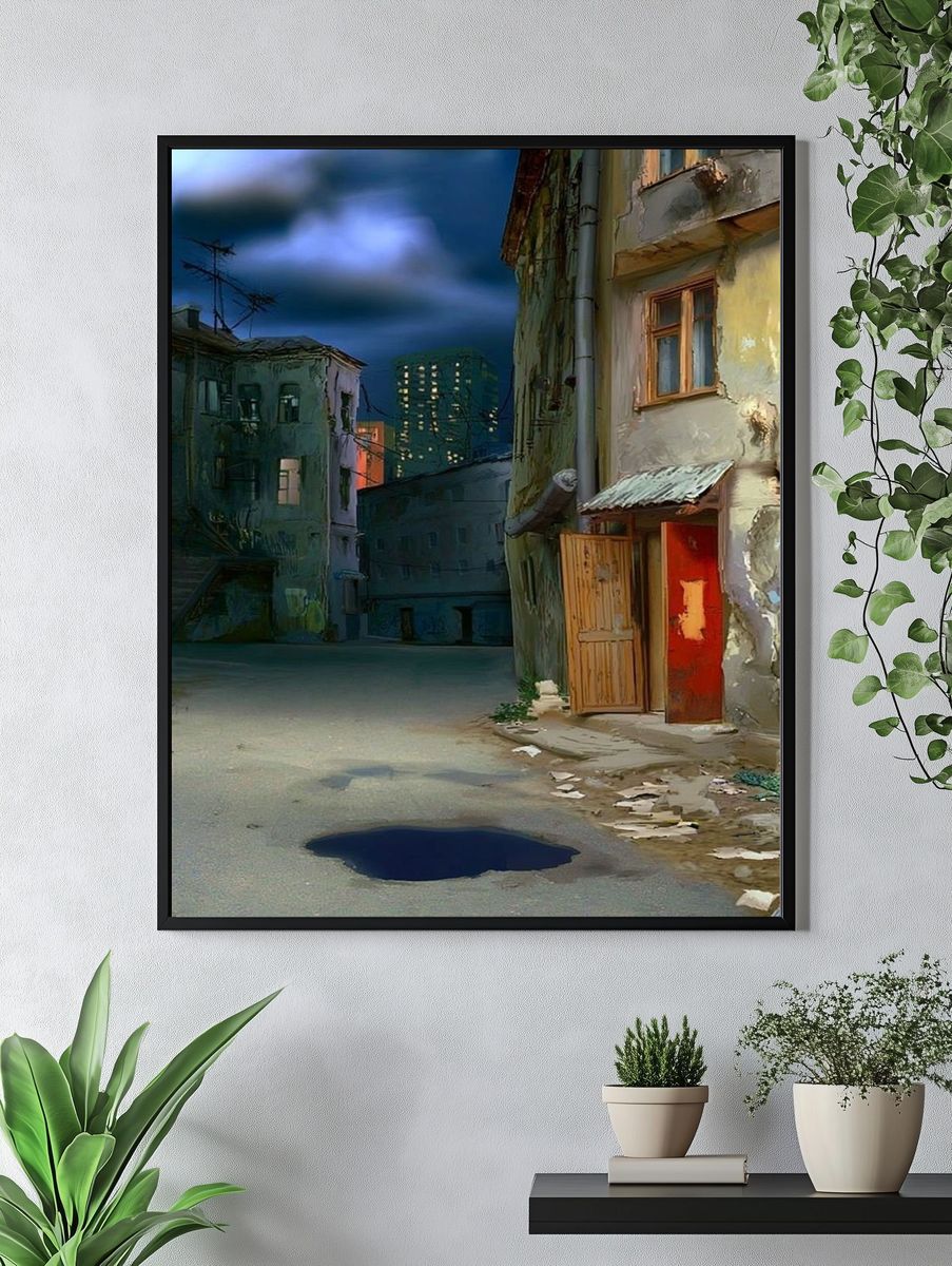 Urban Alley Nightscape Poster. — room view 4