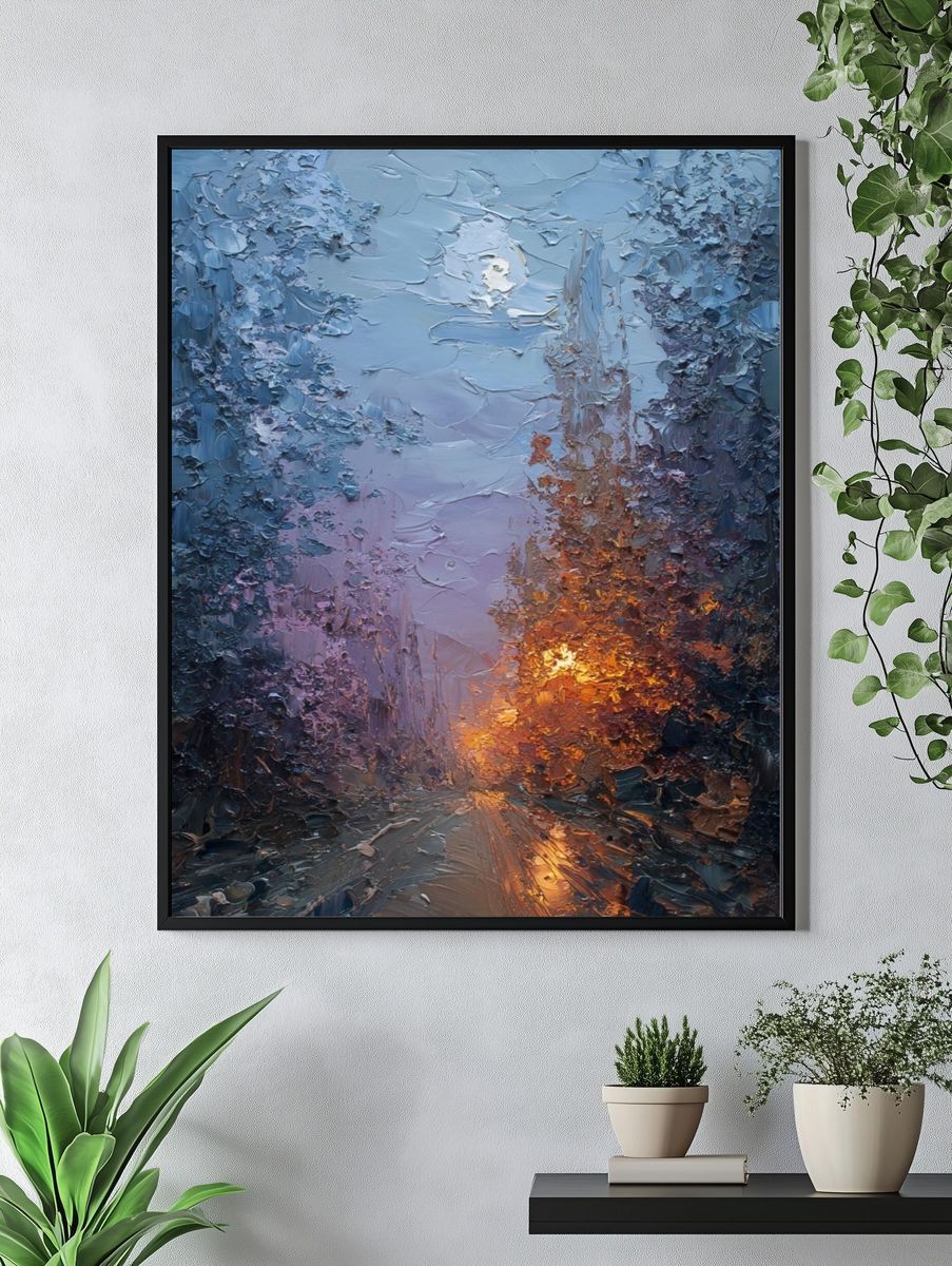Moonlit Forest Road — Fine-Art Print. — room view 4