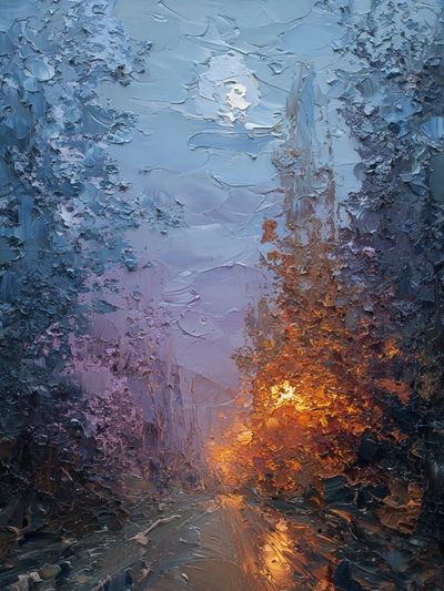 Moonlit Forest Road — Fine-Art Print. poster