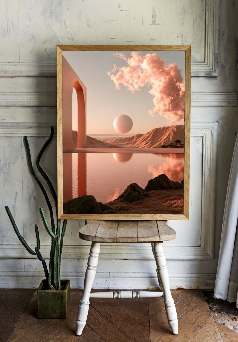 Surreal Desert Horizon Print. — room view 1