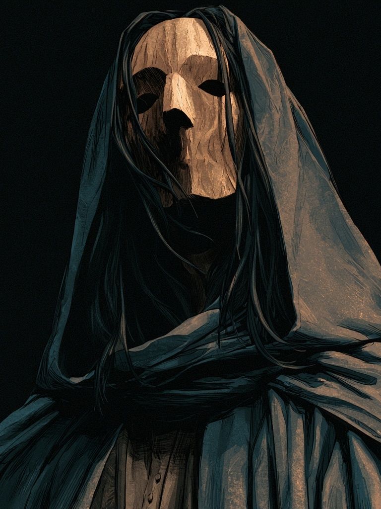 Hooded Mask Portrait Print. poster — fine-art art