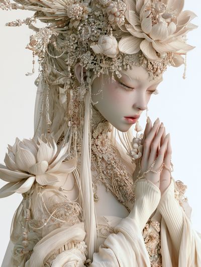Dreamy Floral Portrait Print. poster