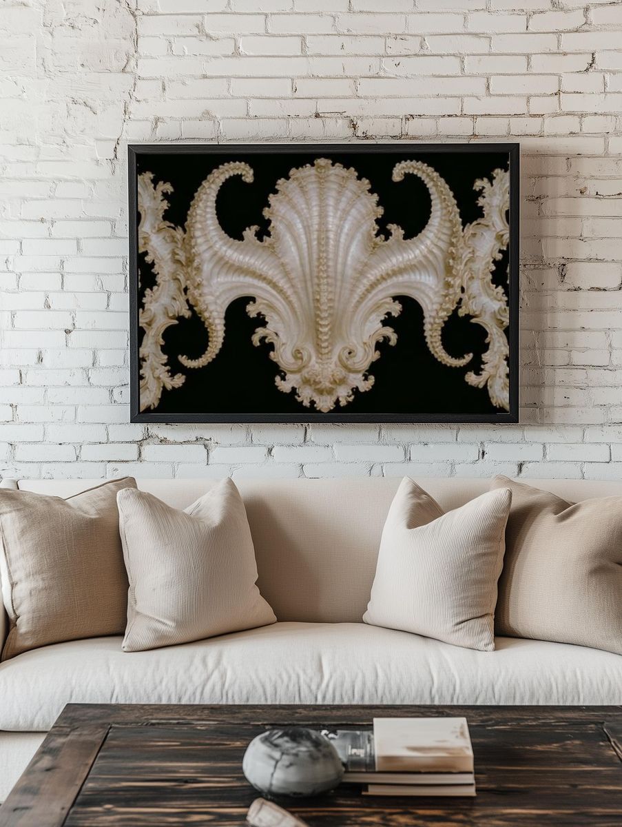 Baroque Shell Ornament Print. room preview