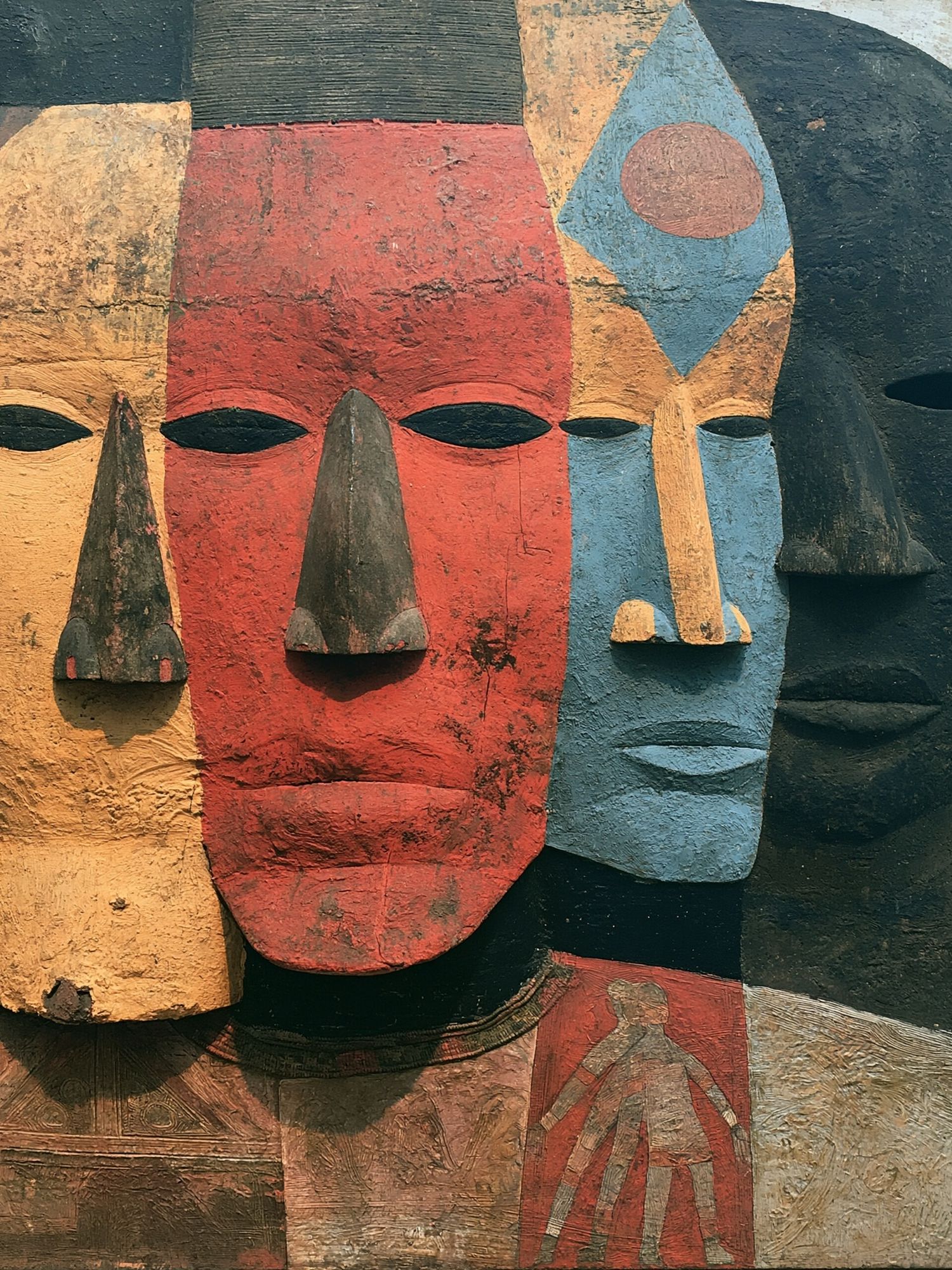 Abstract Tribal Faces Print. poster — fine-art art
