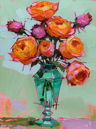 Colorful Roses Still Life Poster.
