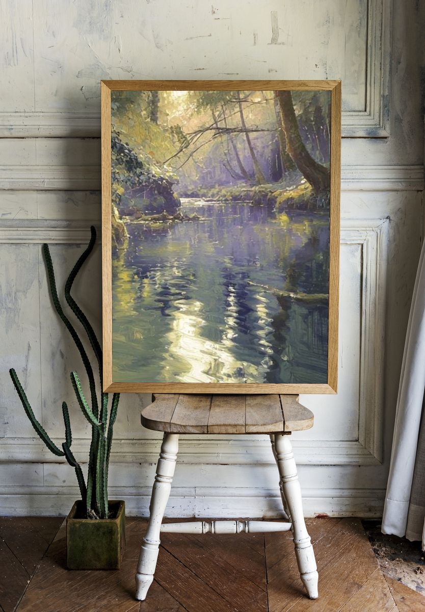 Misty Forest Stream Fine-Art Print. — room view 1